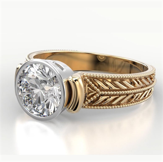 Low profile engagement ring-Bezel set, Vintage Style Low profile engagement ring-Bezel set, Vintage Style
